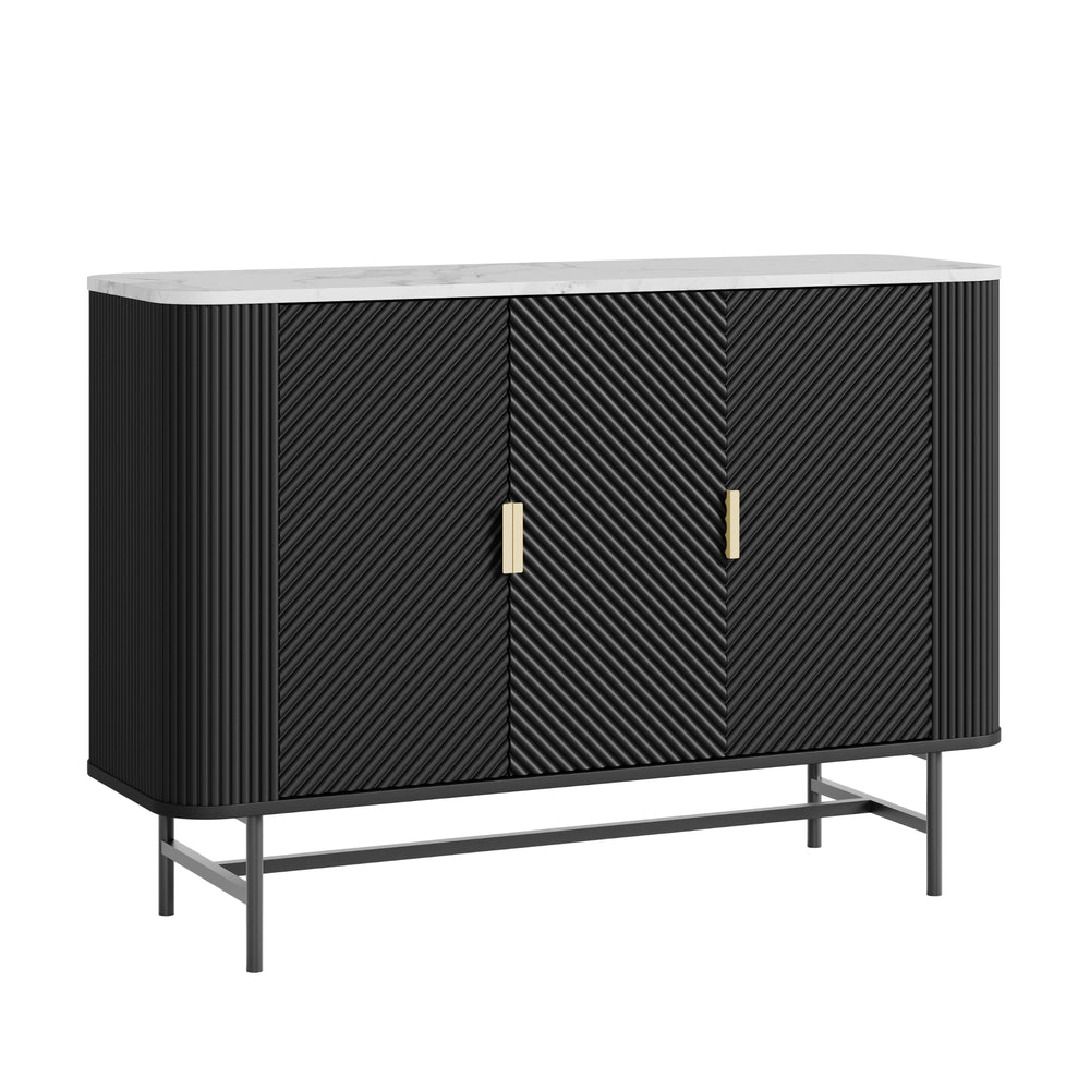 Aparador Olvehok com 3 portas 110x40x77cm - Negro [en.casa]