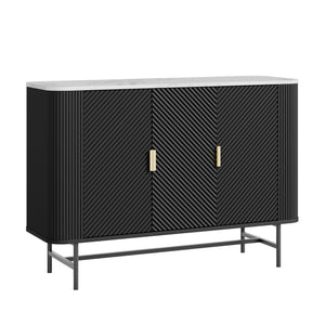 Aparador Olvehok com 3 portas 110x40x77cm - Negro [en.casa]