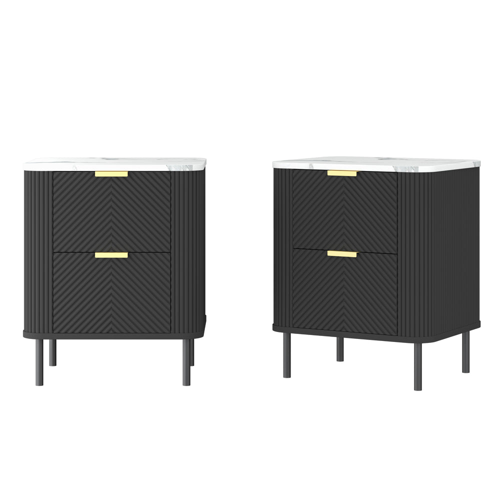 Conjunto de 2 mesas de noche Olvehok con 2 cajones 55x52x38cm - Negro [en.casa]
