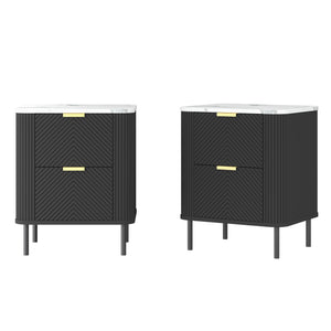Conjunto de 2 mesas de noche Olvehok con 2 cajones 55x52x38cm - Negro [en.casa]