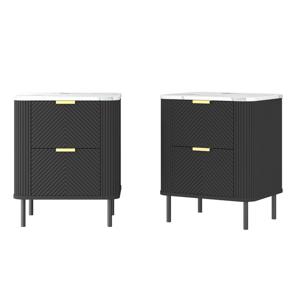 Conjunto de 2 mesas de noche Olvehok con 2 cajones 55x52x38cm - Negro [en.casa]