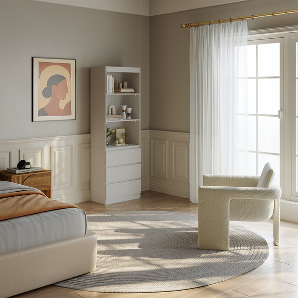 Estantería Les con 3 cajones 180x60x35 cm Blanco [en.casa]