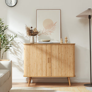 Aparador Nordkapp con 2 puertas bambú pino 100x40x80cm - Natural [en.casa]