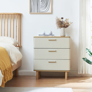 Cómoda Ferrersp con 3 cajones 70x60x40 cm aspecto roble/color arena [en.casa]
