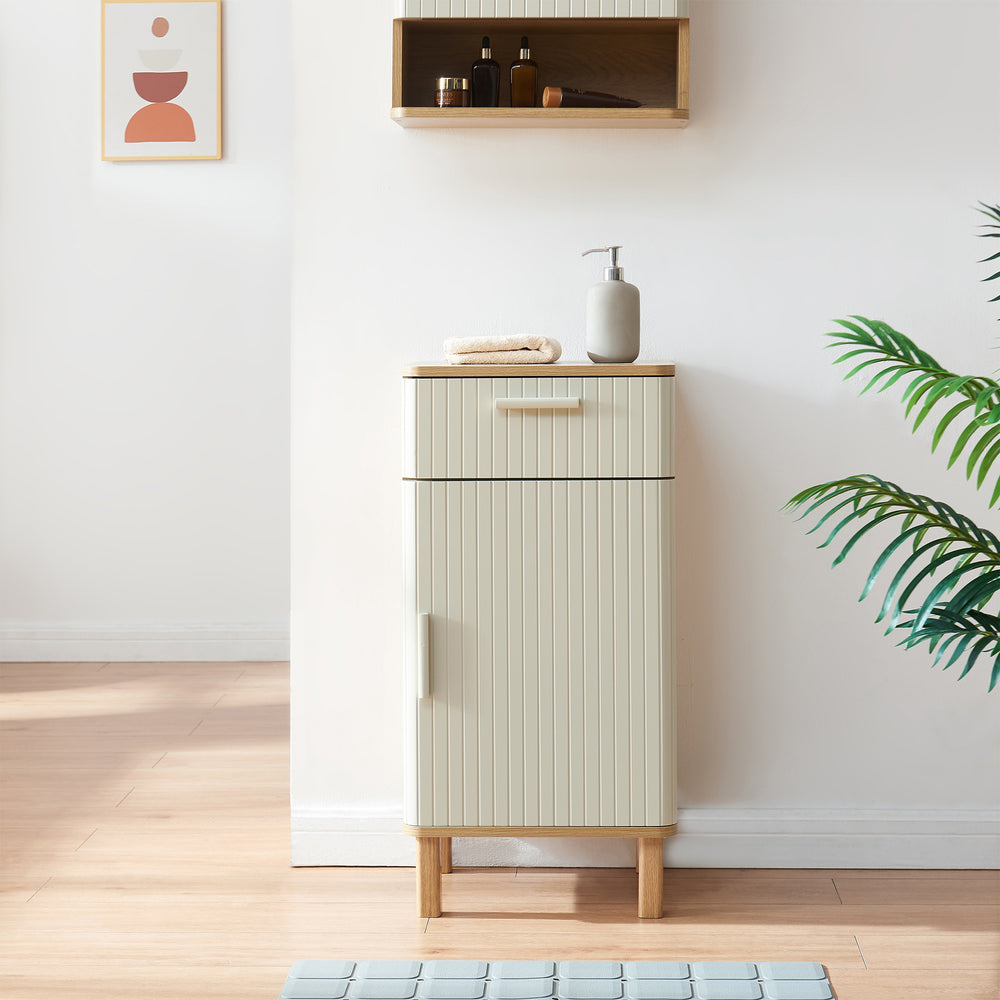 Armario de baño Ferrersp 80x40x35 cm aspecto roble/color arena [en.casa]