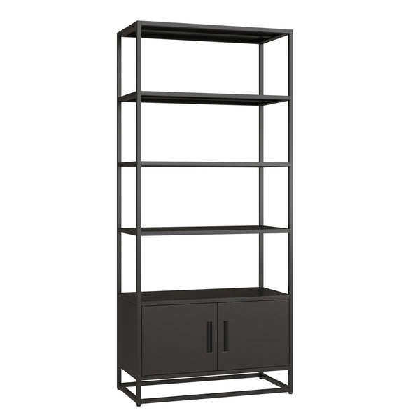 Estantería de pie Hailuoto de 4 niveles acero 180x80x40cm - Negro mate [en.casa]