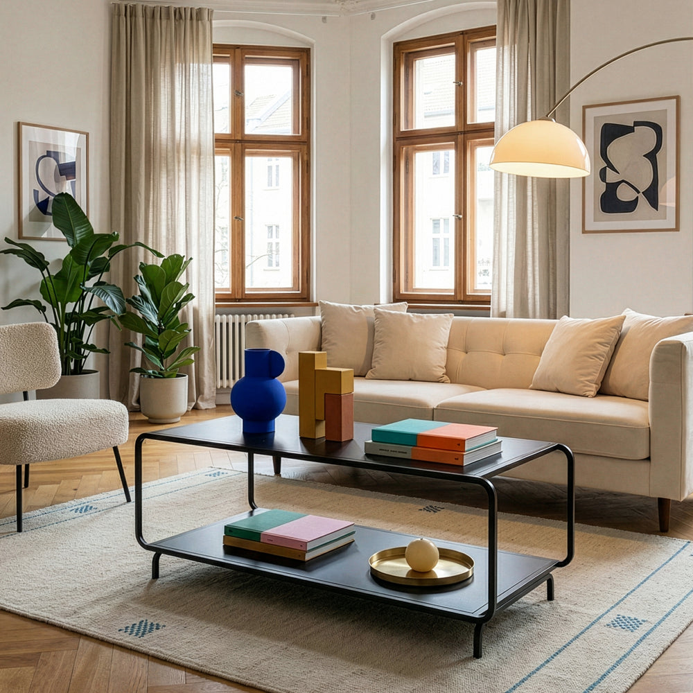 Mesa de centro Færder 115x50x45 cm Acero Negro [en.casa]