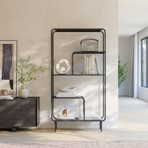 Estantería Færder de acero 145x76x33 cm negro [en.casa]