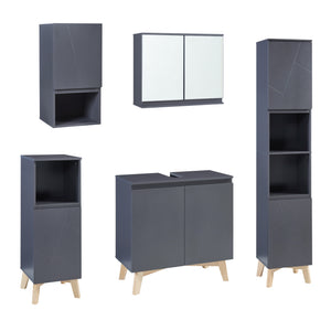 Conjunto de muebles de baño de 5 piezas Overath gris [en.casa]