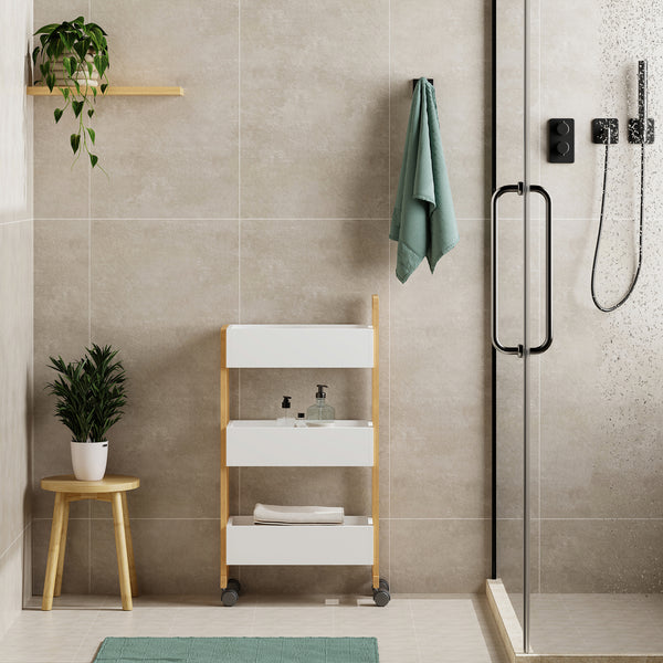 Carrito Varulta 80x41x20 cm Natural/Blanco [en.casa]