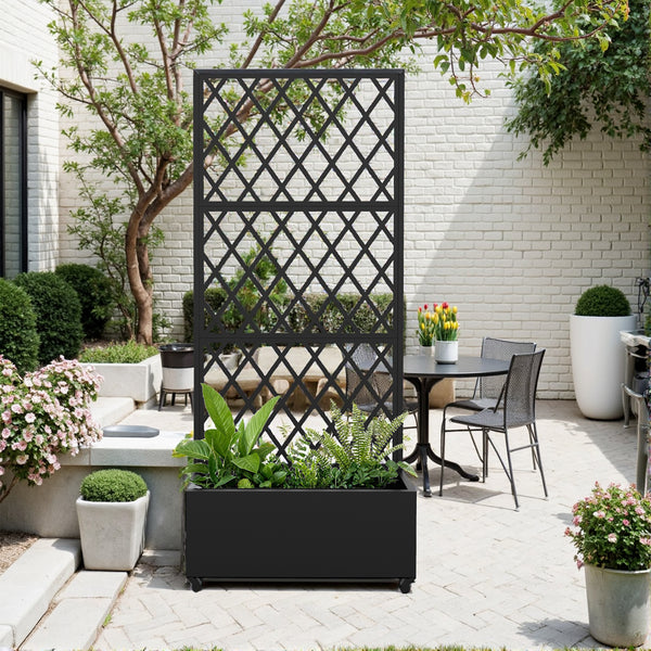 Tabique Malja con macetero de acero 190x82x38 cm Negro [casa.pro]