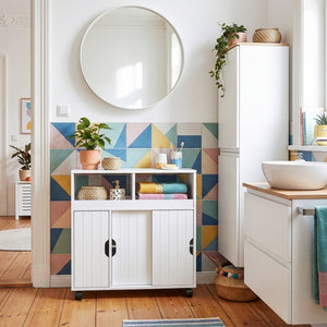 Armario rodante delgado Fadeskimma con 3 puertas 72x70x20cm - Blanco [en.casa]