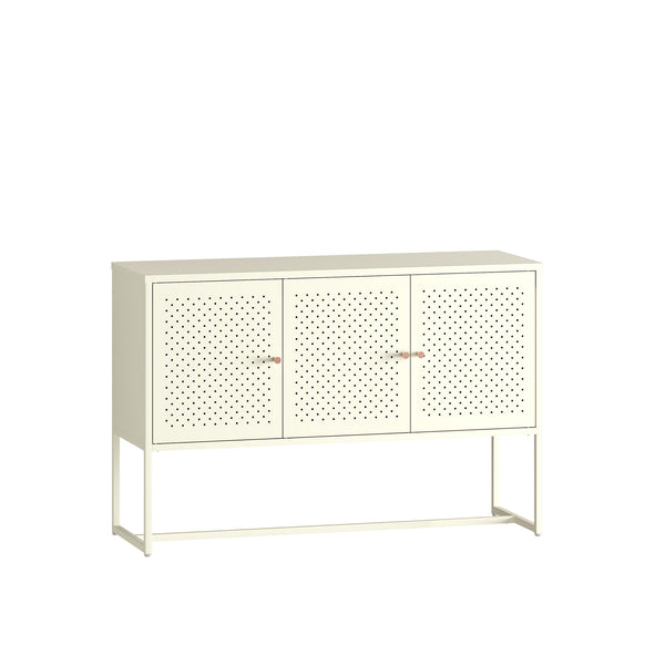 Aparador Viitasaari con 3 puertas acero 120x40x80cm - Blanco crema [en.casa]