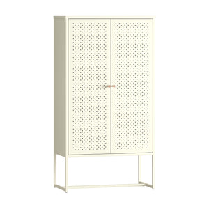 Armario multiusos Viitasaari con 2 puertas acero 150x80x40cm - Blanco crema [en.casa]