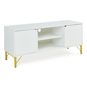 Mueble de televisión Reyri 120x39x52 cm Blanco/Dorado [en.casa]