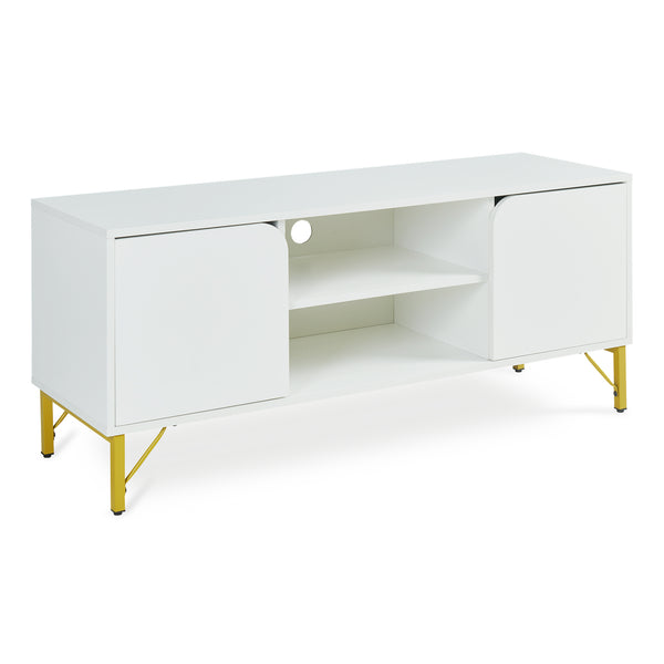 Mueble de televisión Reyri 120x39x52 cm Blanco/Dorado [en.casa]