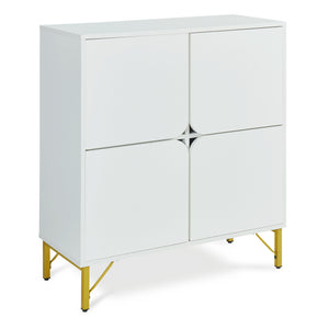 Aparador Reyri 90x80x35 cm Blanco/Dorado [en.casa]