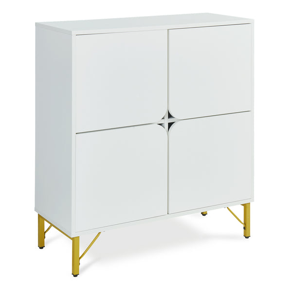 Aparador Reyri 90x80x35 cm Blanco/Dorado [en.casa]