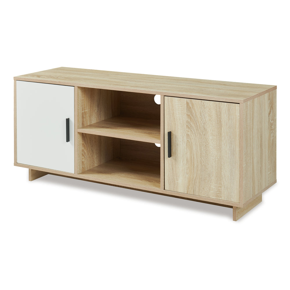 Mueble de televisión Kenta 120x39x52 cm aspecto roble Sonoma/blanco [en.casa]