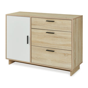 Aparador Kenta 100x35x72 cm aspecto roble Sonoma/Blanco [en.casa]