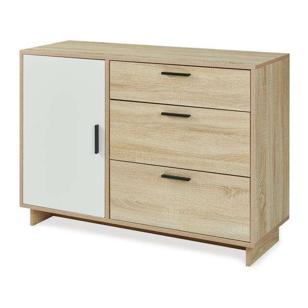Aparador Kenta 100x35x72 cm aspecto roble Sonoma/Blanco [en.casa]