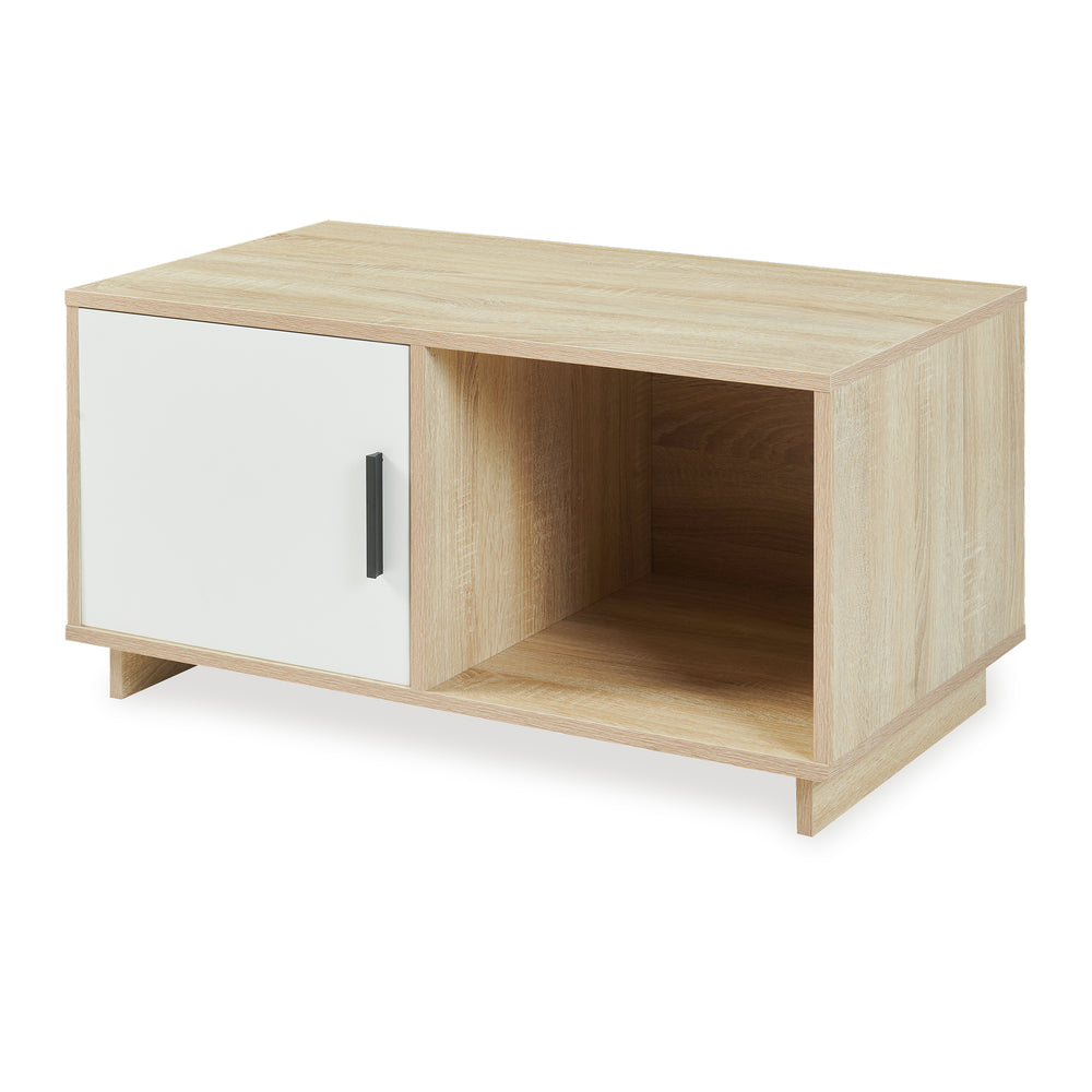 Mesa de centro Kenta 80x45x40 cm aspecto roble Sonoma/blanco [en.casa]