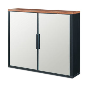 Armario con espejo Trond 50x60x15 cm Negro/Aspecto nogal [en.casa]
