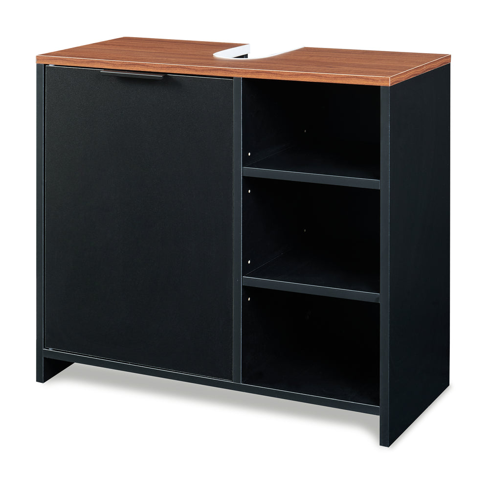 Mueble bajo lavabo Trond 60x66x30 cm Negro/Aspecto nogal [en.casa]
