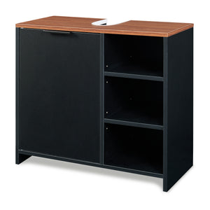 Mueble bajo lavabo Trond 60x66x30 cm Negro/Aspecto nogal [en.casa]