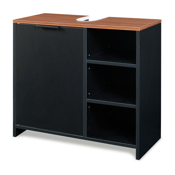 Mueble bajo lavabo Trond 60x66x30 cm Negro/Aspecto nogal [en.casa]