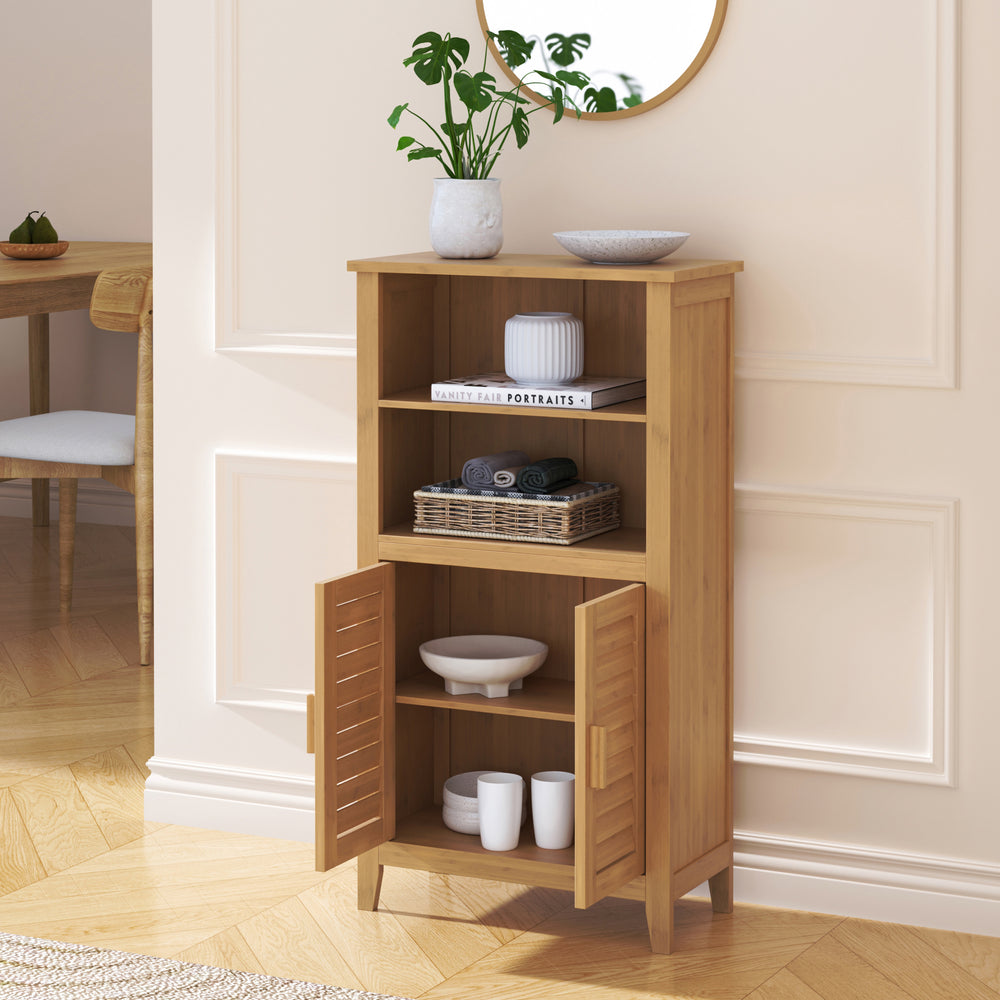 Aparador Rirg 2 puertas bambú 92x50x25cm cm Natural [en.casa]
