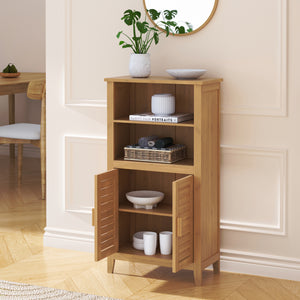 Aparador Rirg 2 puertas bambú 92x50x25cm cm Natural [en.casa]