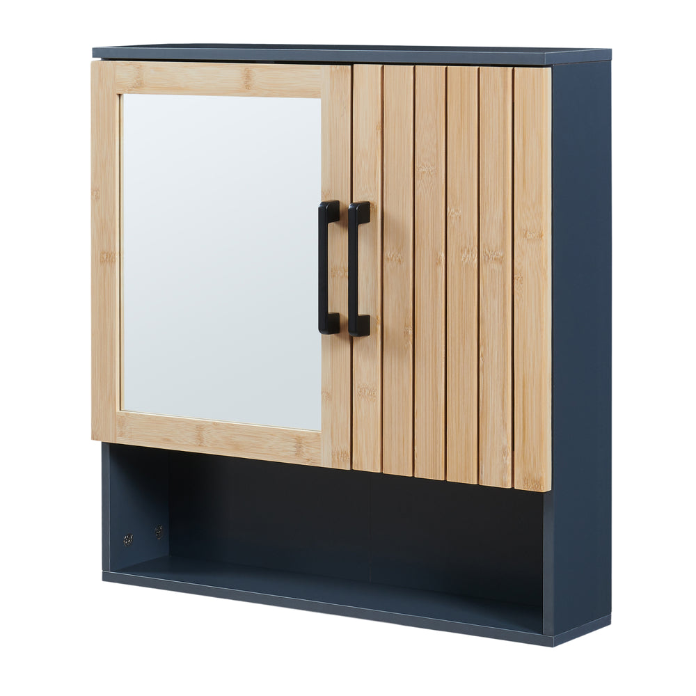 Armario con espejo Svanes 58x56x13 cm Gris oscuro/Natural [en.casa]