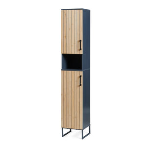 Armario alto Svanes 170x30x30 cm Gris oscuro/Natural [en.casa]