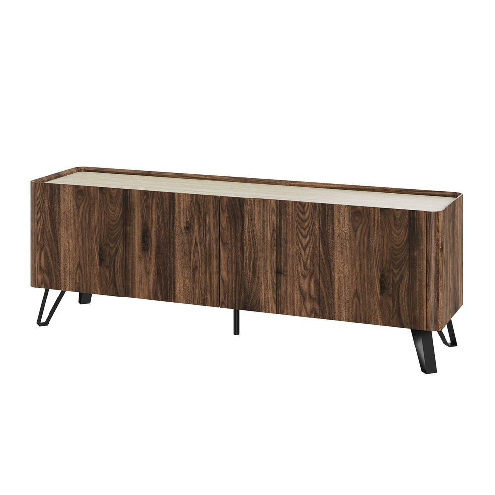 Mueble de televisión Trorlon 160x40x55 cm aspecto nogal/travertino [en.casa]