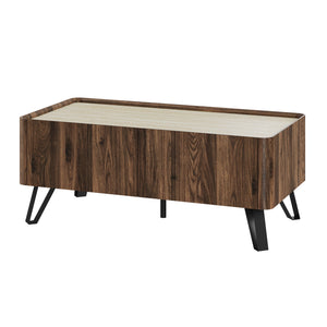 Mesa de centro Trorlon 100x50x40 cm aspecto nogal/travertino [en.casa]