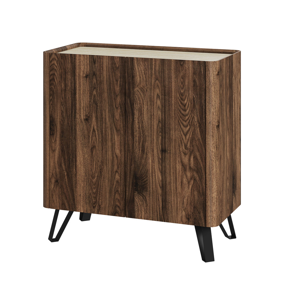 Cómoda Trorlon 83x80x40 cm aspecto nogal/travertino [en.casa]
