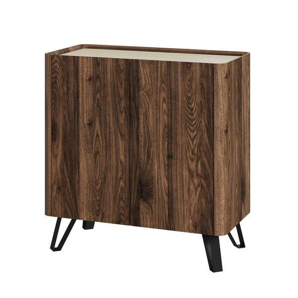 Cómoda Trorlon 83x80x40 cm aspecto nogal/travertino [en.casa]