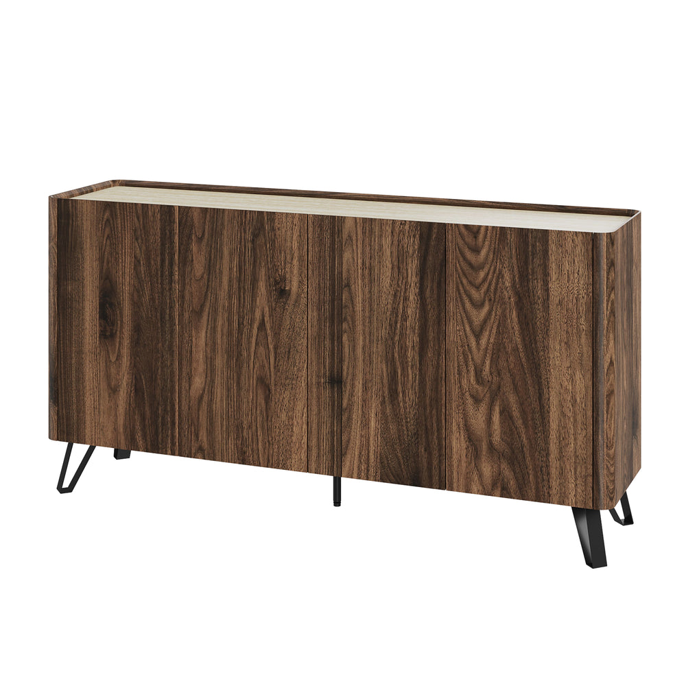 Aparador Trorlon 160x40x83 cm aspecto nogal/travertino [en.casa]