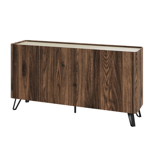 Aparador Trorlon 160x40x83 cm aspecto nogal/travertino [en.casa]