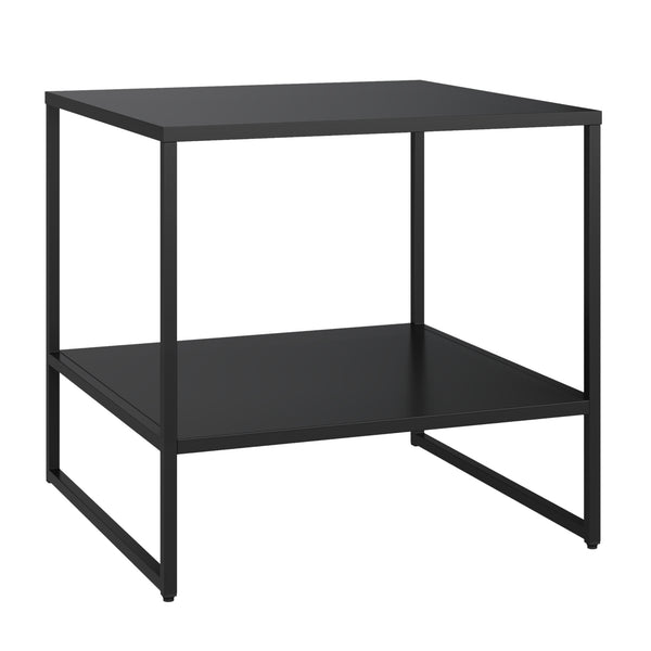 Mesa auxiliar Salsnes 53x51x51 cm con estante Acero Negro [en.casa]