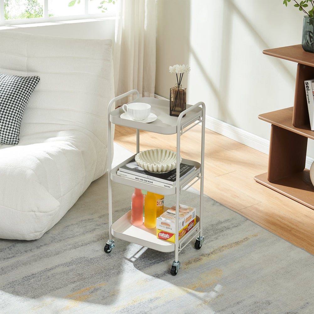Carro de servicio Kelevn 3 niveles acero 67x33x31cm - Gris [en.casa]