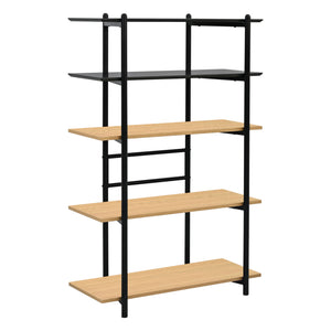 Estantería Kappespoo 124x80x35 cm Negro/Aspecto roble [en.casa]