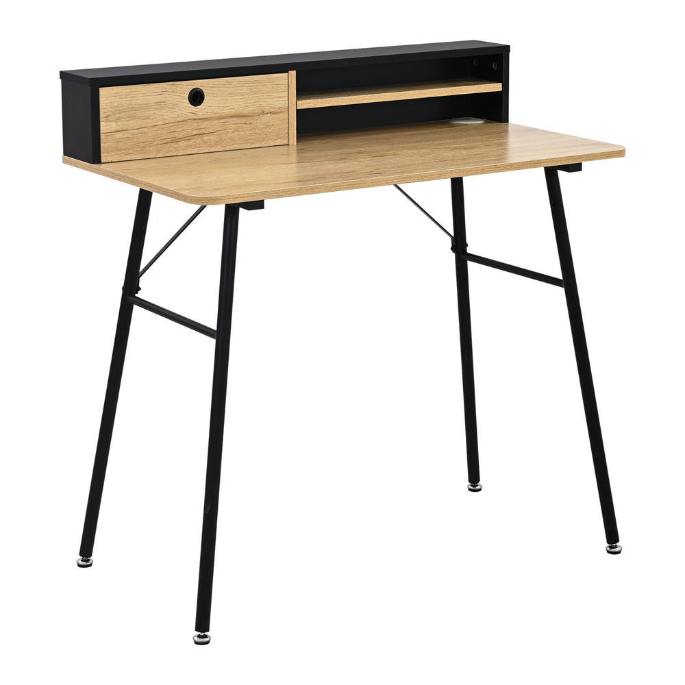 Escritorio Var 93x90x50 cm Negro/Aspecto de roble [en.casa]