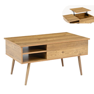 Mesa de centro Vasdabod con tapa elevable 96x59x50 cm aspecto roble [en.casa]