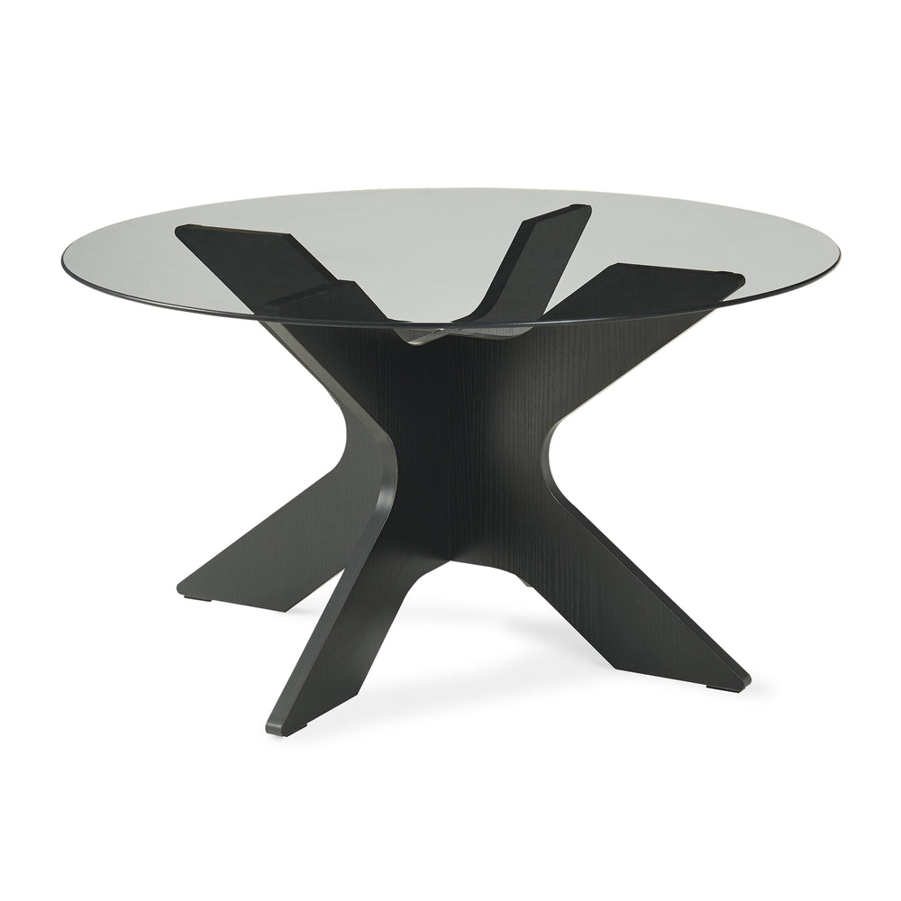 Mesa de centro Imi con tablero de vidrio Ø70x35 cm Negro/Gris [en.casa]