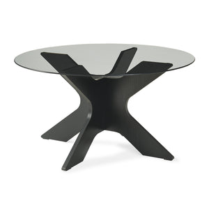 Mesa de centro Imi con tablero de vidrio Ø70x35 cm Negro/Gris [en.casa]