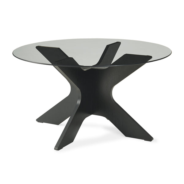Mesa de centro Imi con tablero de vidrio Ø70x35 cm Negro/Gris [en.casa]