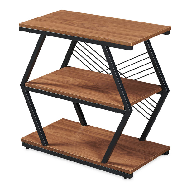 Mesa auxiliar Nolarg 65x30x61 cm Negro/Aspecto nogal [en.casa]