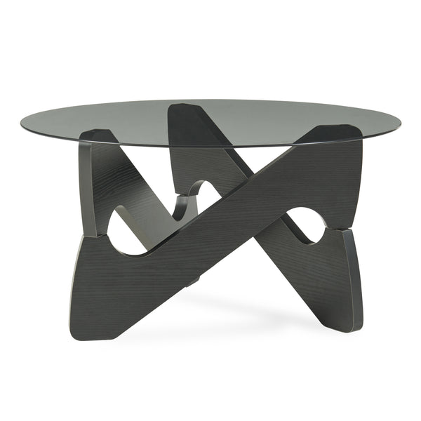 Mesa de centro Reypio Ø70x35 cm Negro/Gris [en.casa]
